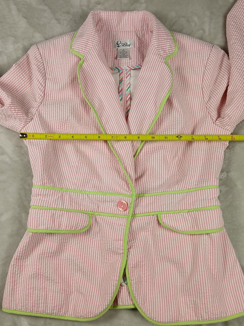 Lilly Pulitzer Janice Blazer 4 Women's Seersucker Pink Jacket Striped - Picture 6 of 12